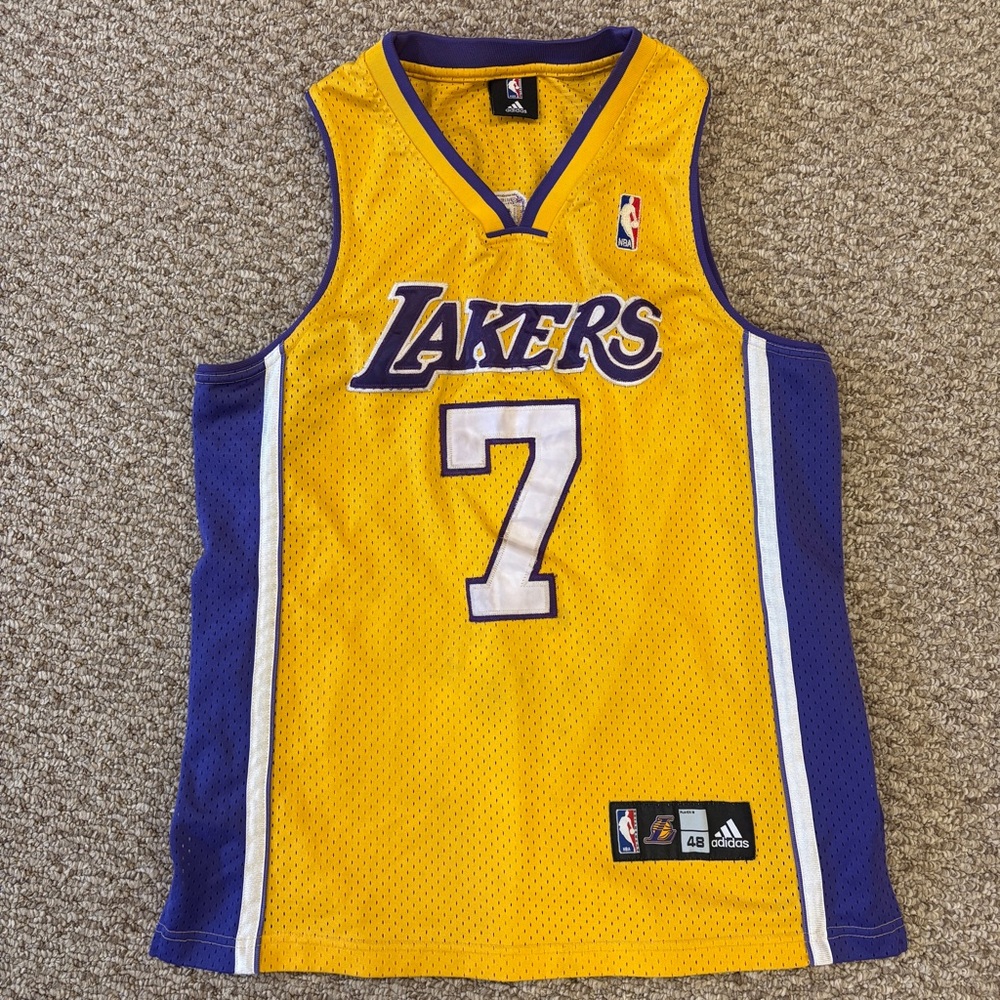 Adidas Los Angeles Lakers LAMAR ODOM #7 Jersey - Size 48 - Yellow Purple